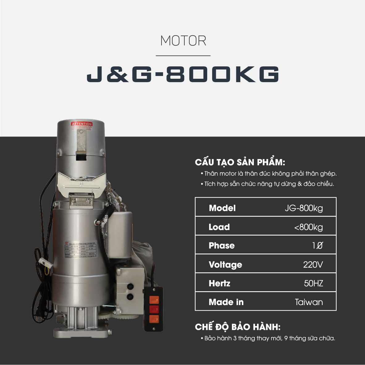 Alumdoor - Motor JG 800kg